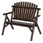 Tvirtas medinis dvivietis sodo suoliukas su porankiais (Ruda)