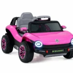 Vaikiškas Volkswagen elektromobilis su 12V akumuliatoriumi ir 2.4G nuotoliniu valdymu (Rožinė)