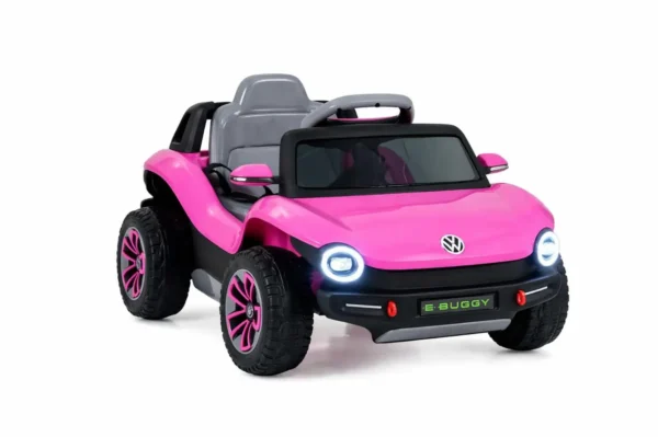 Vaikiškas Volkswagen elektromobilis su 12V akumuliatoriumi ir 2.4G nuotoliniu valdymu (Rožinė)