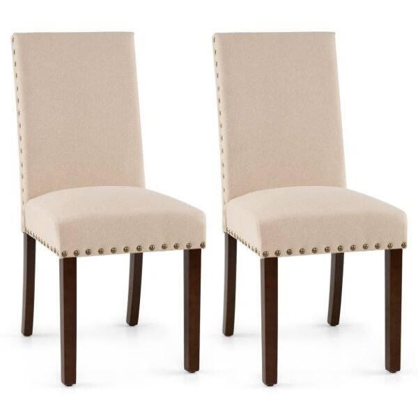 Valgomojo kėdžių komplektas su paminkštinta sėdyne ir atlošu 2 vnt (Smėlio spalva)