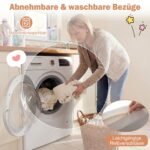 10 dalių vaikiška modulinė žaidimų sofa su nuimamu ir skalbiamu užvalkalu (Smėlio spalva) – Paveikslėlis 3