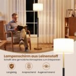 165 cm toršeras su lininiu gaubtu ir kojiniu jungikliu (Juoda) – Paveikslėlis 4