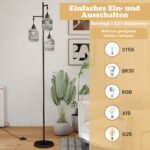 173 cm aukščio pastatomas šviestuvas su 3 E27 lizdais ir kojiniu jungikliu (Juoda) – Paveikslėlis 3