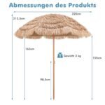 Lauko skėtis su stovu ir reguliuojamas rotango saulės gulto rinkinys (Chaki)