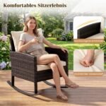 3 dalių lauko baldų komplektas su dviem supamais krėslais ir stiklo staliuku (Smėlio) – Paveikslėlis 3