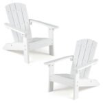 Adirondack kėdžių rinkinys vaikams su ergonomiška nugaros atrama (Balta)
