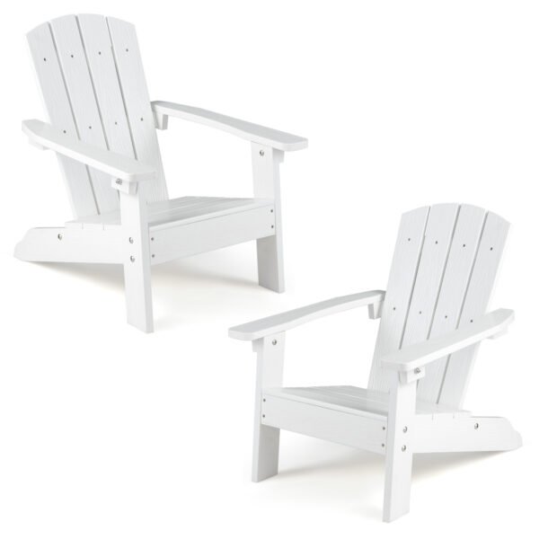 Adirondack kėdžių rinkinys vaikams su ergonomiška nugaros atrama (Balta)
