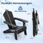 Adirondack krėslai atsparūs orams sulankstomi 2 vnt. rinkinys (Juoda) – Paveikslėlis 2