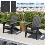 Adirondack krėslai atsparūs orams sulankstomi 2 vnt. rinkinys (Juoda) – Paveikslėlis 3