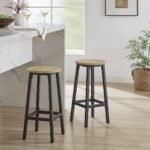 Apvalios baro kėdės su kojų atrama 65 cm aukščio