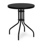 Apvalus 60 cm skersmens juodas stiklinis lauko staliukas – Paveikslėlis 6
