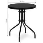 Apvalus 60 cm skersmens juodas stiklinis lauko staliukas – Paveikslėlis 9