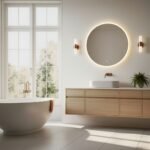 Apvalus sieninis LED veidrodis 80 cm su jutikliniu jungikliu