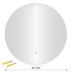 Apvalus sieninis LED veidrodis 80 cm su jutikliniu jungikliu