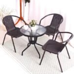 Apvalus sodo stalas su grūdinto stiklo stalviršiu 60 cm – Paveikslėlis 3