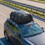 Automobilinė stogo bagažinė, sulankstoma, vandeniui atspari, 595 l, su durelių kabliais