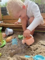 Biologiškai skaidus smėlio rinkinys su vežimėliu, 13 dalių