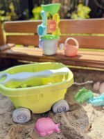 Biologiškai skaidus smėlio rinkinys su vežimėliu, 13 dalių