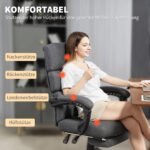 Biuro kėdė su aksomo efekto apmušalu, atlošiama ir su kojų atrama – Paveikslėlis 4