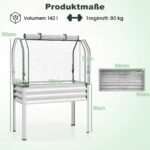 Cinkuoto metalo pakelta lysvė su PE dangčiu ir šiltnamio funkcija (Sidabrinė) – Paveikslėlis 2