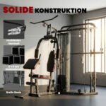 Daugiafunkcinė treniruočių stotis su Smitho mašina, 65 kg svorių ir bicepso suoleliu