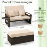 Daugiafunkcinis Lauko Komplektas – saulės skėtis ir reguliuojama sofa-lova (Smėlio)
