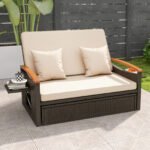 Daugiafunkcinis Lauko Komplektas – saulės skėtis ir reguliuojama sofa-lova (Smėlio)