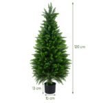 Du realistiški 120 cm dirbtiniai kedro medeliai vazonuose (Žalia)