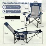Dviejų kempingo kėdžių komplektas su reguliuojama atrama nugarai ir nuimamu pakoju (Tamsiai mėlyna) – Paveikslėlis 2