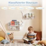 Dviejų pakabinamų sieninių lentynų komplektas su skyriais medinis (Balta) – Paveikslėlis 5