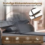 Dvigulė sofa rotango saulės su reguliuojamais atlošais ir išskleidžiamu stogeliu (Pilka) – Paveikslėlis 3