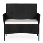 Dvivietė sodo sofa-suoliukas ratano imitacijos su pagalvėle – Paveikslėlis 4