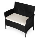 Dvivietė sodo sofa-suoliukas ratano imitacijos su pagalvėle – Paveikslėlis 5