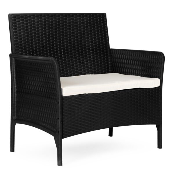 Dvivietė sodo sofa-suoliukas ratano imitacijos su pagalvėle