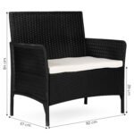 Dvivietė sodo sofa-suoliukas ratano imitacijos su pagalvėle – Paveikslėlis 10