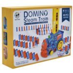 Elektrinis domino kaladėlių statymo traukinukas su garais, 80 detalių