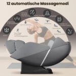 Elektrinis masažinis krėslas su Shiatsu ir šildymo funkcijomis (Pilka) – Paveikslėlis 2