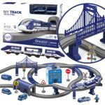 Elektrinis traukinukas su automobilių trasa