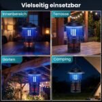 Elektrinis vabzdžių naikiklis su LED šviesa ir USB įkrovimu (Juoda) – Paveikslėlis 3