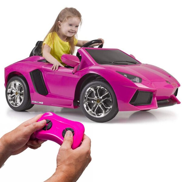 Elektromobilis rožinis Lamborghini Aventador 6V su nuotoliniu valdymu