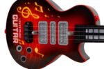 Elektroninė mokomoji gitara su infraraudonųjų spindulių jutikliu ir melodijomis