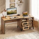 Erdvus rašomasis stalas su integruotomis saugyklomis (Natūrali) – Paveikslėlis 3