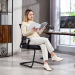 Ergonomiška konferencinė kėdė su tinkliniu audiniu ir rogučių pagrindu – Paveikslėlis 2