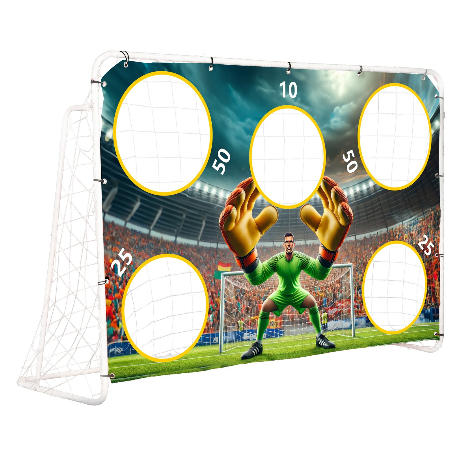 Futbolo treniruočių vartai su taiklumo kilimėliu 180x122 cm