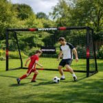 Futbolo vartai su tinklu ir tvirtu plieniniu rėmu (300x200 cm) – Paveikslėlis 2