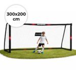 Futbolo vartai su tinklu ir tvirtu plieniniu rėmu (300x200 cm)