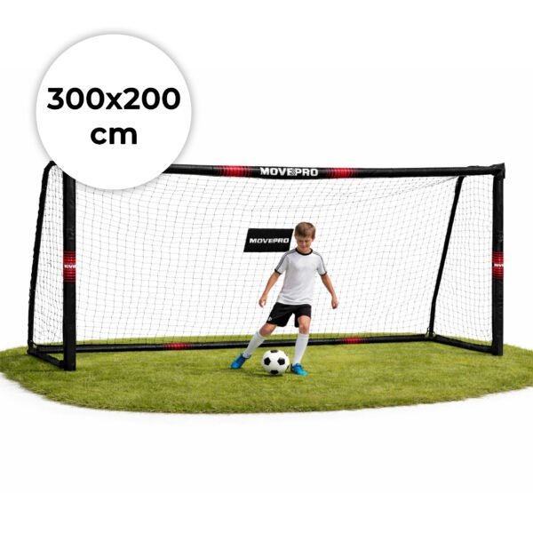 Futbolo vartai su tinklu ir tvirtu plieniniu rėmu (300x200 cm)