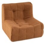 Grindų sofa-sėdmaišis su vientisu porolono užpildu ir patogiu gobelenu (Ruda)