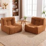 Grindų sofa-sėdmaišis su vientisu porolono užpildu ir patogiu gobelenu (Ruda) – Paveikslėlis 4