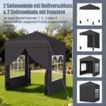 Išskleidžiamas sodo paviljonas su reguliuojamu aukščiu ir nuimamomis sienelėmis 2x2 m (Juoda)